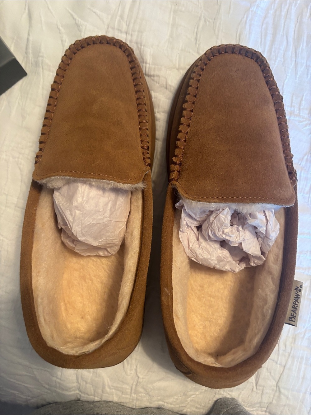 BearPaw Men’s Brown Suede Moccasin Slip-Ons